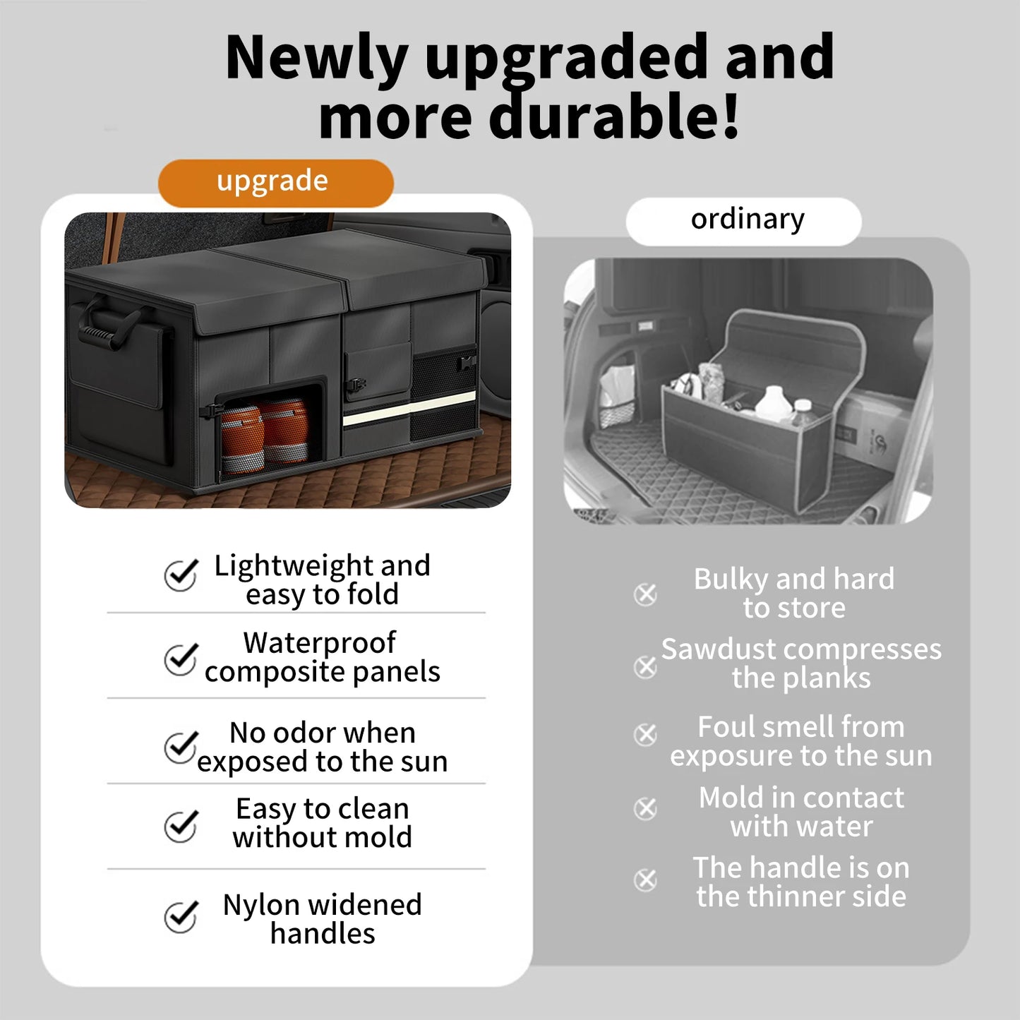 Organizador Plegable para Maletero 60L | Caja de Almacenaje con Tapa y Compartimentos