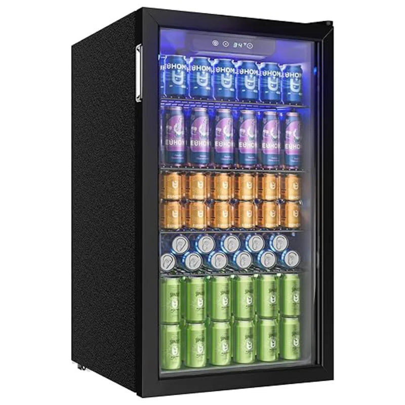 Nevera para Bebidas con Puerta de Cristal | 126 Latas para Hogar, Bar y Oficina