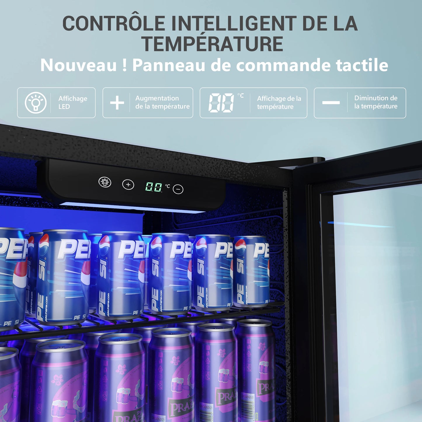 Nevera para Bebidas con Puerta de Cristal | 126 Latas para Hogar, Bar y Oficina