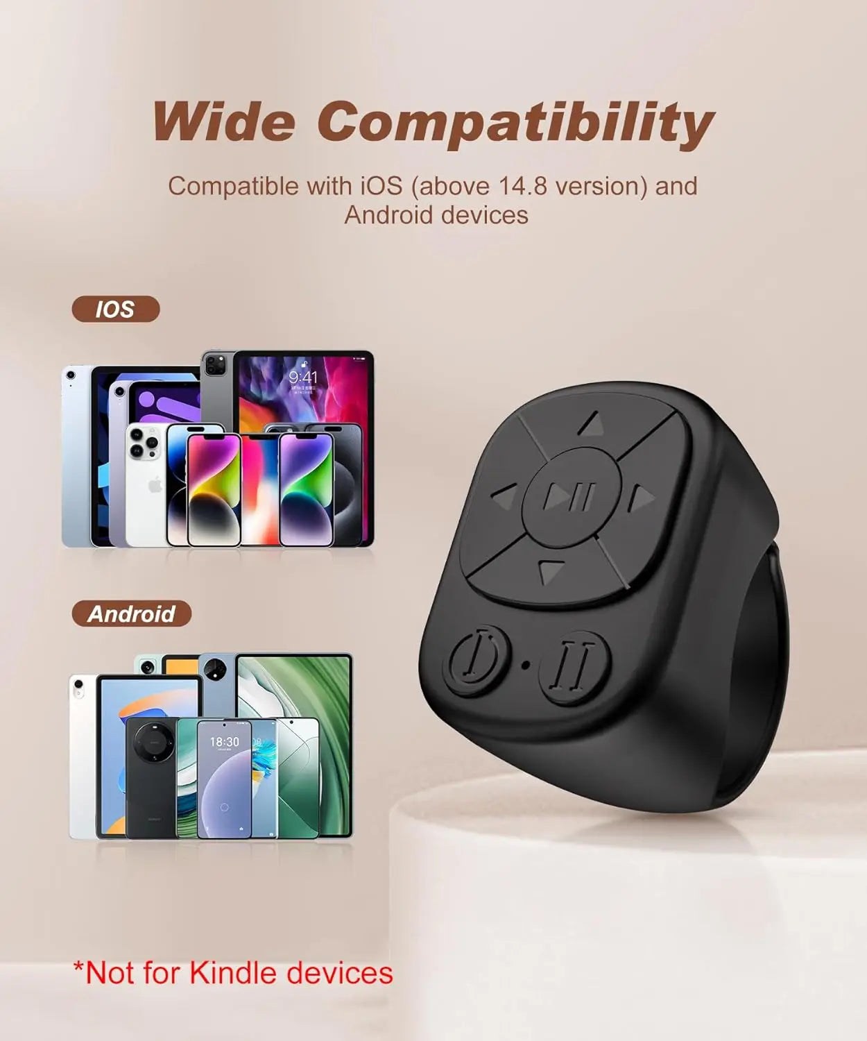 Anillo Control Remoto Bluetooth para TikTok | Pasa Páginas y Dispara Cámara desde el Móvil