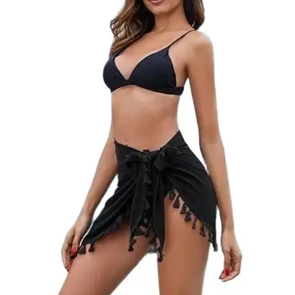Pareo de Playa con Flecos | Falda Envolvente de Gasa para Mujer