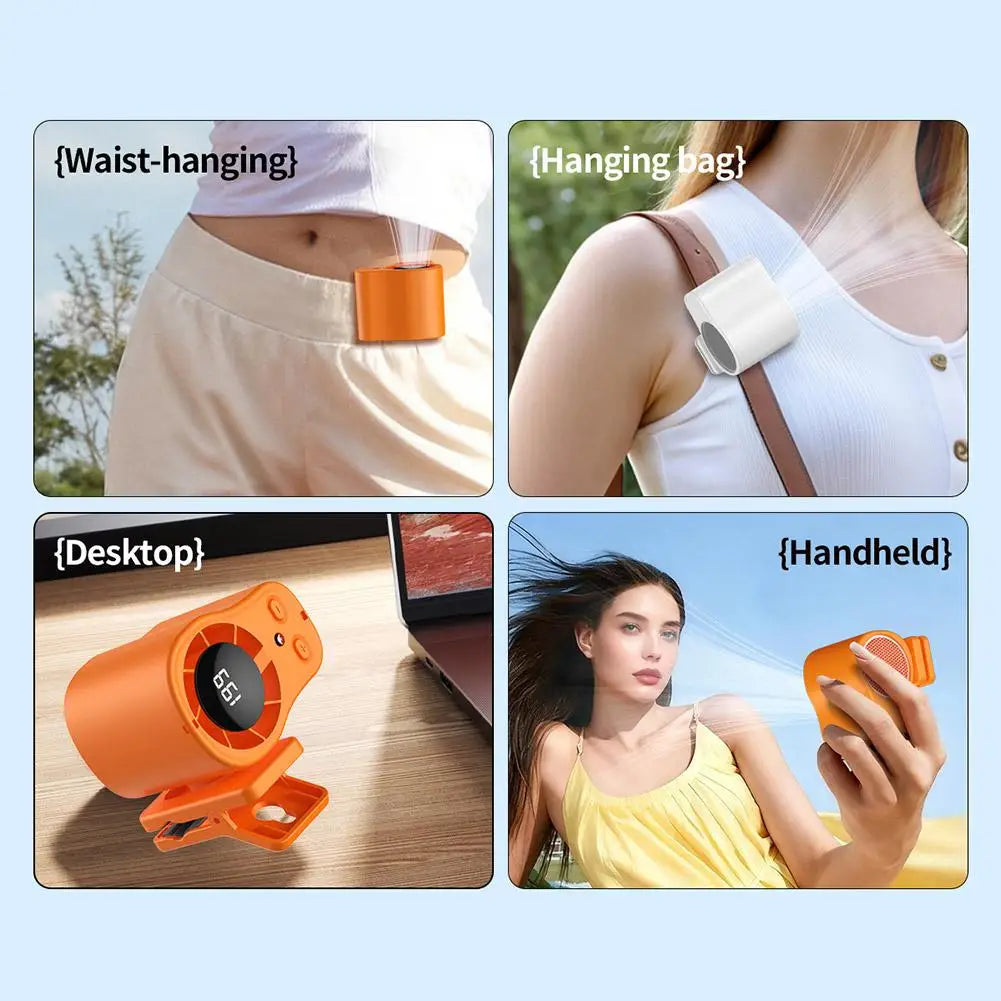 Ventilador de Coche USB Recargable con Pantalla LED | 360° Silencioso para Visera y Escritorio