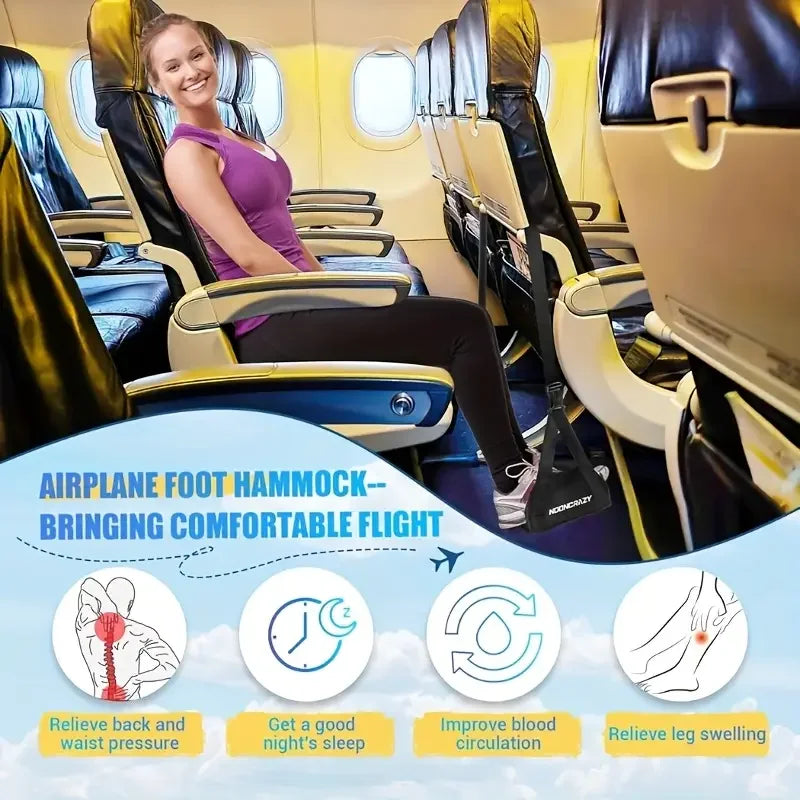 Hamaca Reposapies Portátil para Avión y Oficina | Relax Total en Cualquier Viaje