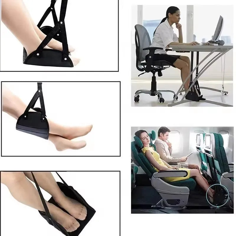 Hamaca Reposapies Portátil para Avión y Oficina | Relax Total en Cualquier Viaje