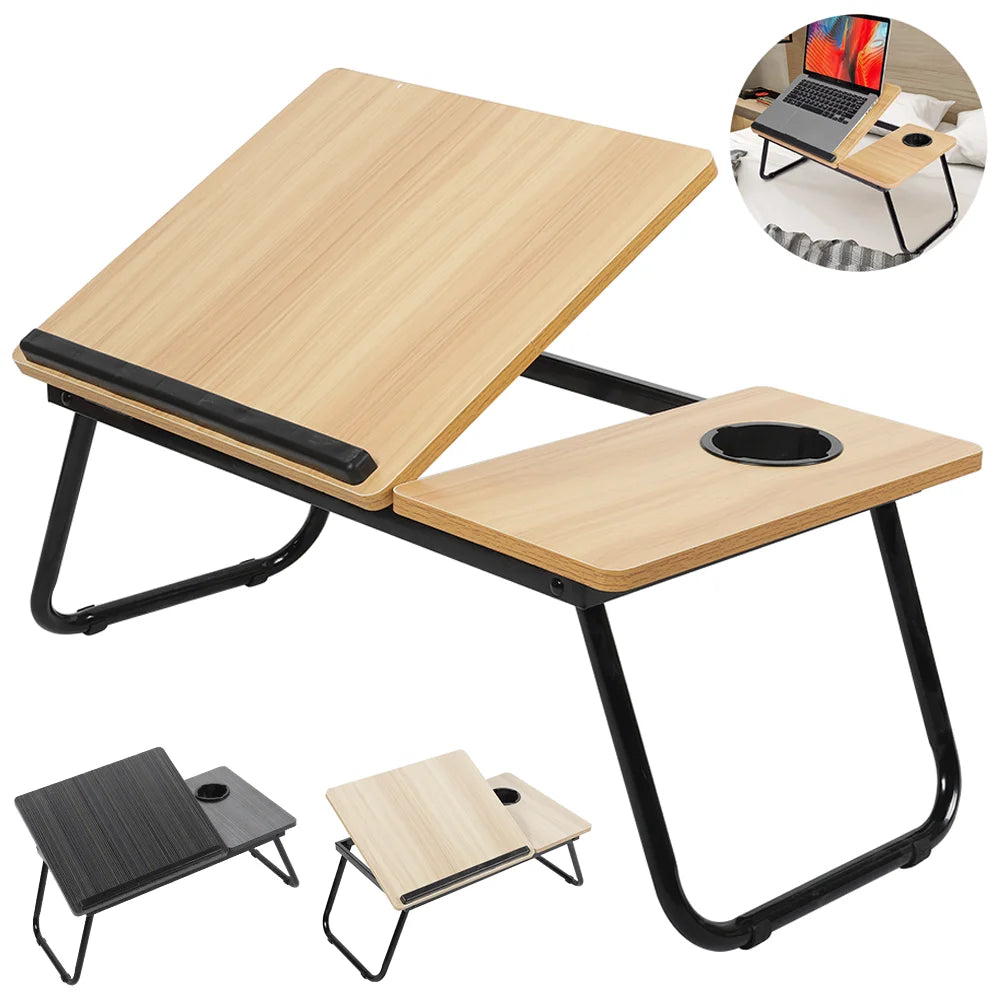 Mesa Plegable para Portátil con Altura Regulable | 5 Niveles y Portavasos