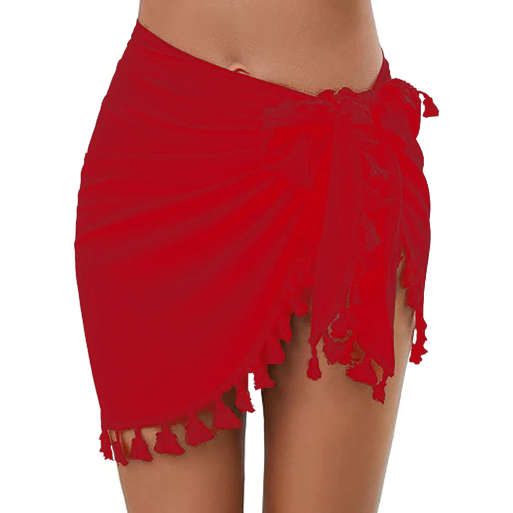 Pareo de Playa con Flecos | Falda Envolvente de Gasa para Mujer