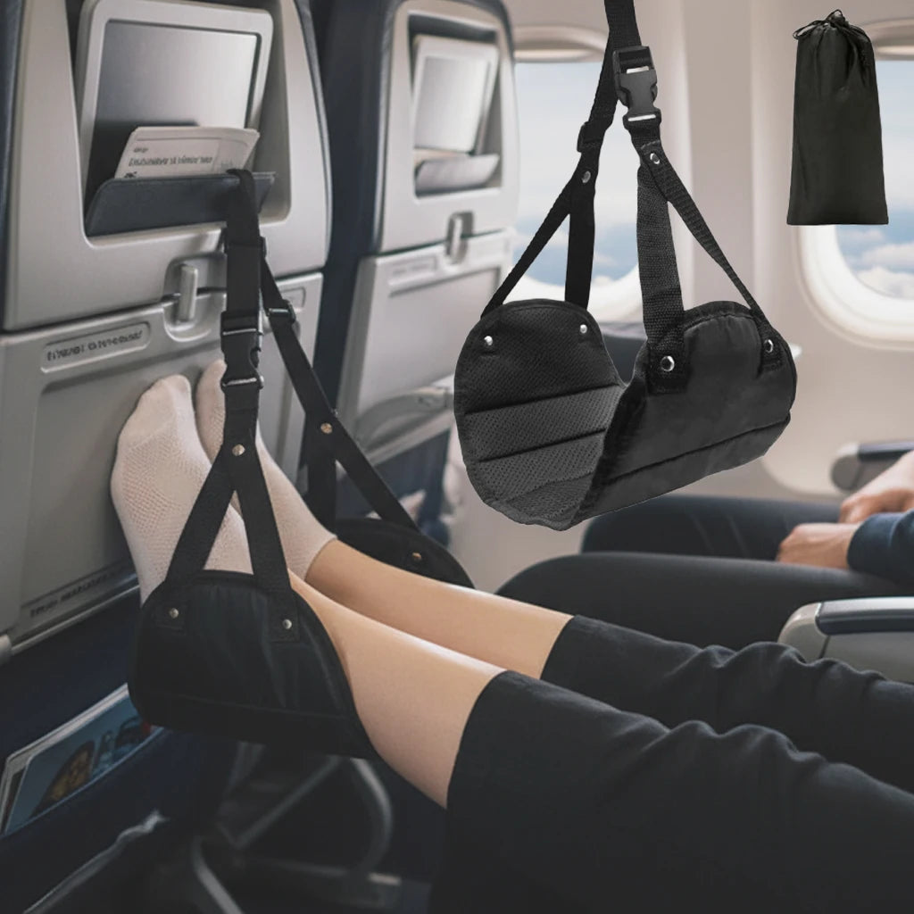 Hamaca Reposapies Portátil para Avión y Oficina | Relax Total en Cualquier Viaje