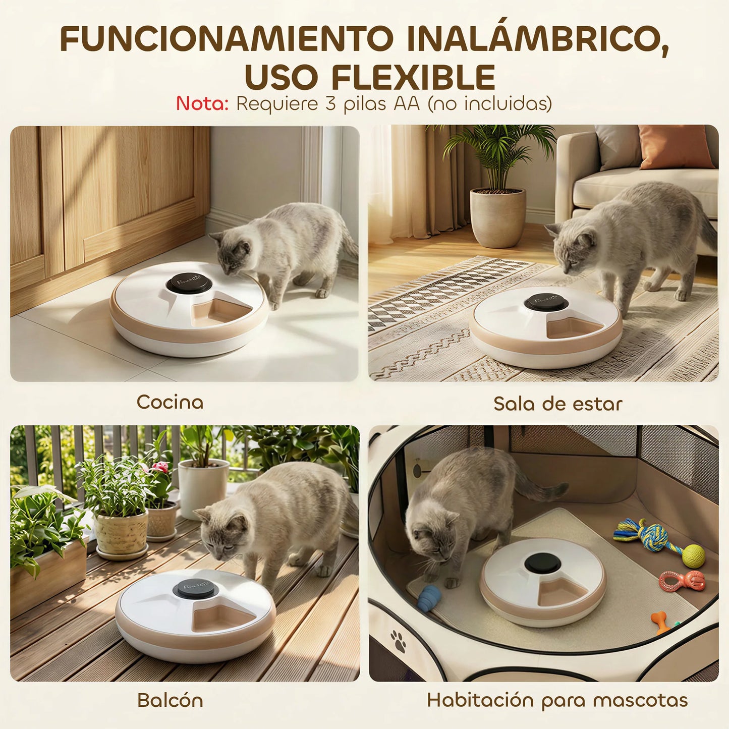 Comedero Automático para Gatos y Perros | 6 Compartimentos con Temporizador y Display LED