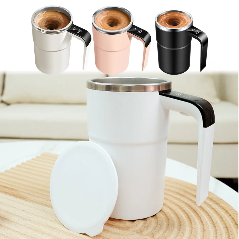 Taza Autobatidora Eléctrica 380ml | Mezcla Automática con Display de Temperatura