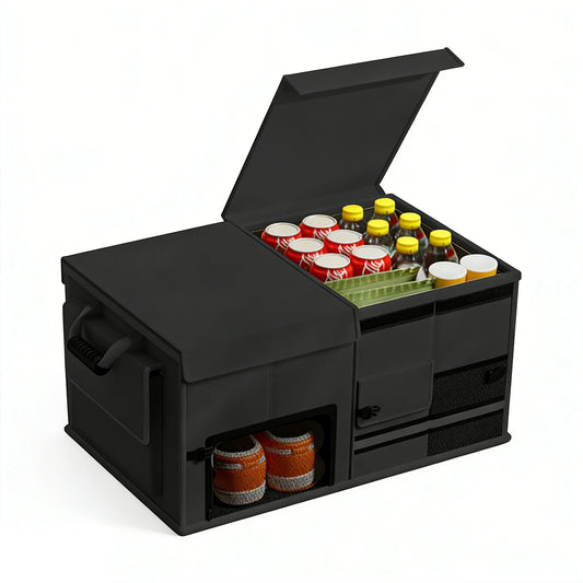 Organizador Plegable para Maletero 60L | Caja de Almacenaje con Tapa y Compartimentos