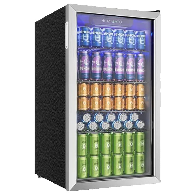 Nevera para Bebidas con Puerta de Cristal | 126 Latas para Hogar, Bar y Oficina